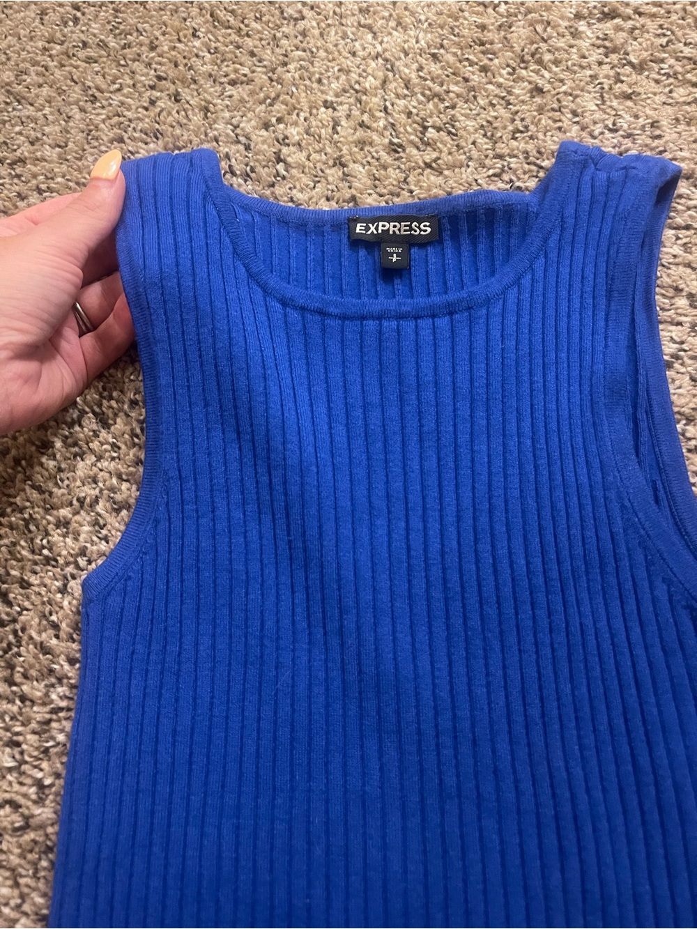 Express Cobalt Blue Ribbed Tank - Picture 2 of 2